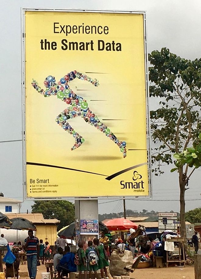 A billboard with the words 'Experience the Smart Data'